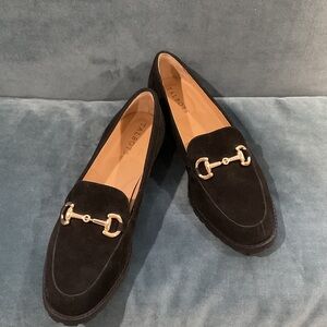 Talbots Cassidy  Black Suede Loafers with Horsebit  Buckle